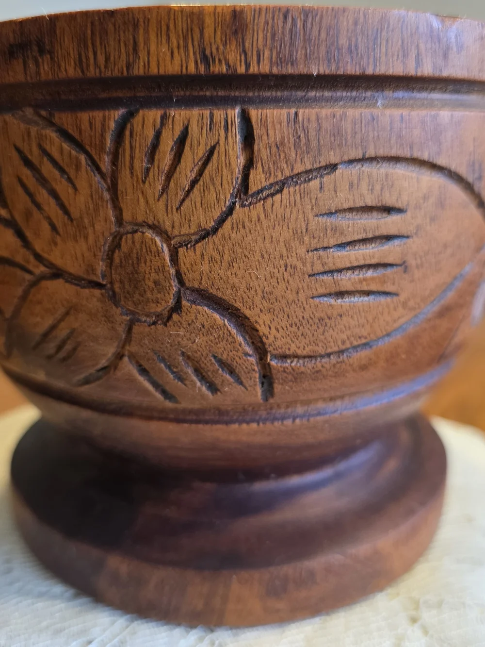 VTG Artisan-Carved Wood Haitian Mortar And Pestle Large Pilon Footed
